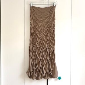Urban Outfitters Silence + Noise Tan Brown Ruched Midi Skirt